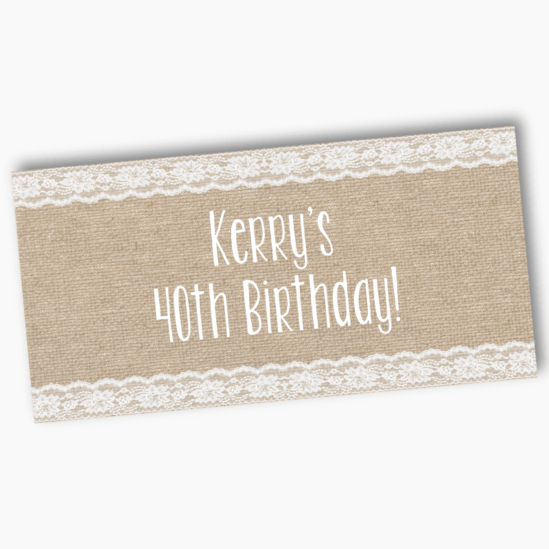 Personalised Burlap &amp; Lace Party Banners