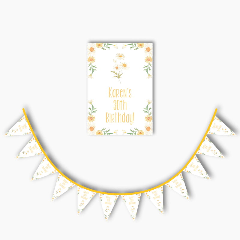 Personalised Daisy Party Poster &amp; Bunting Combo