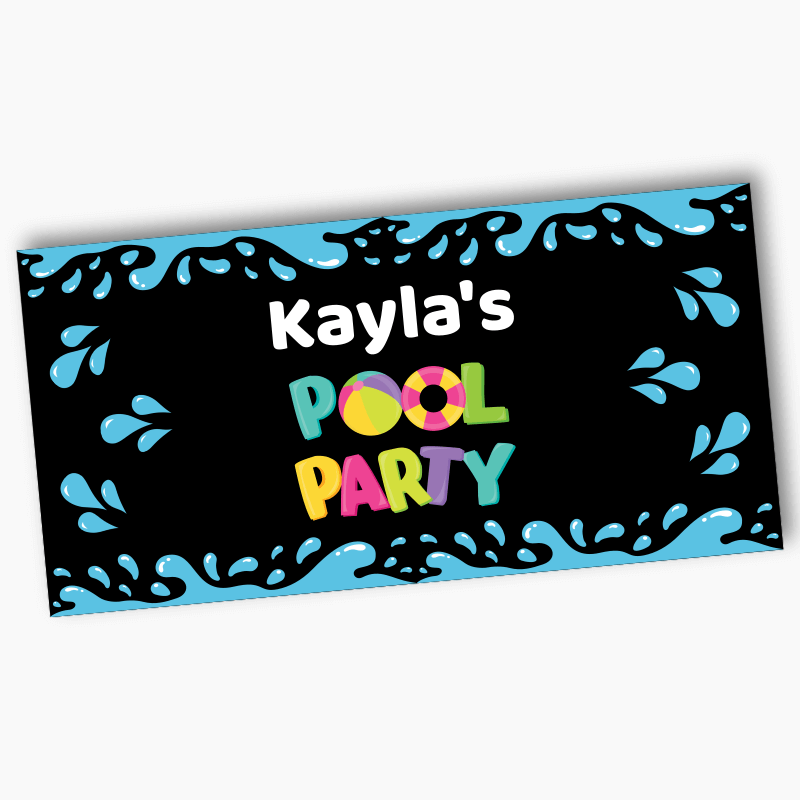 Personalised Girls Pool Party Banner - Black