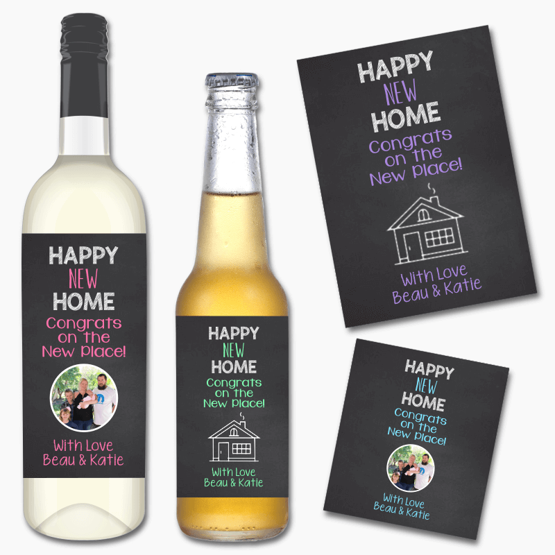 Personalised Happy New Home Wine &amp; Beer Labels
