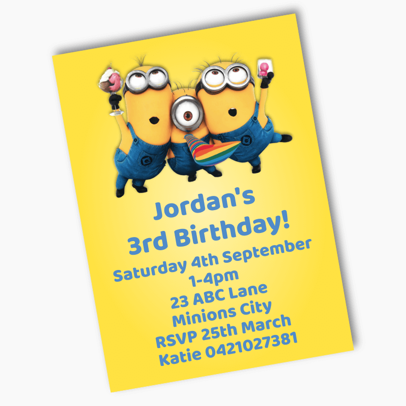 Personalised Minions Birthday Party Invites