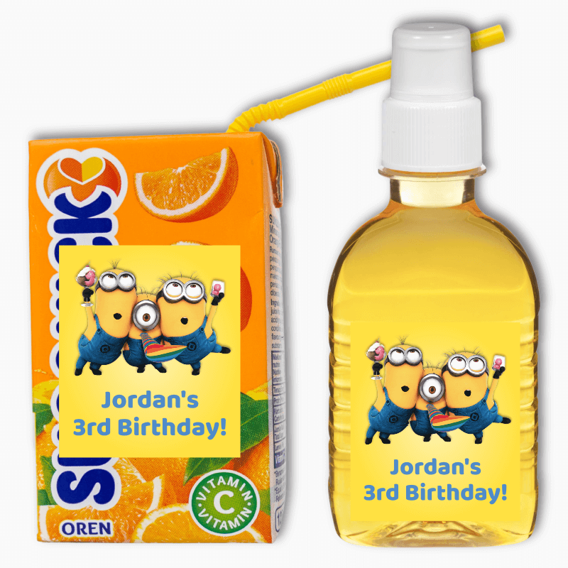 Personalised Minions Birthday Party Rectangle Drink Labels