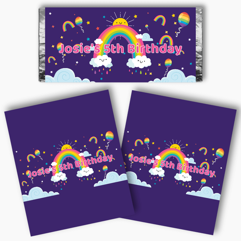 Personalised Rainbow Birthday Party Mini Chocolate Labels