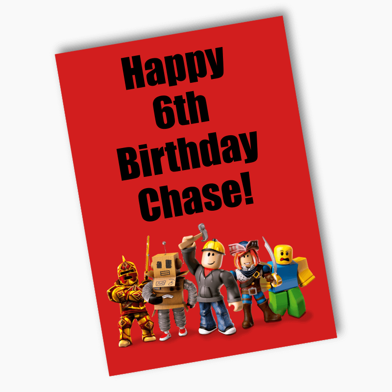 Personalised Roblox Birthday Party Posters - Red