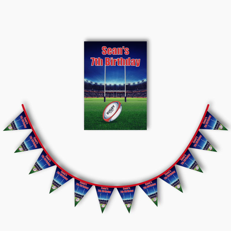 Personalised Rugby League Party Poster &amp; Bunting Combo