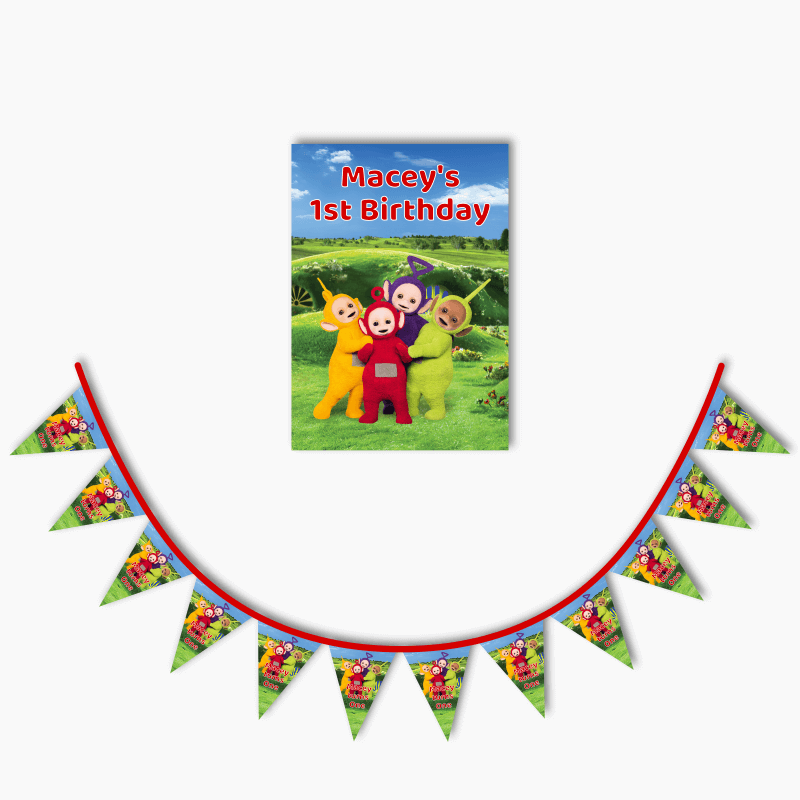Personalised Teletubbies Party Poster &amp; Bunting Combo