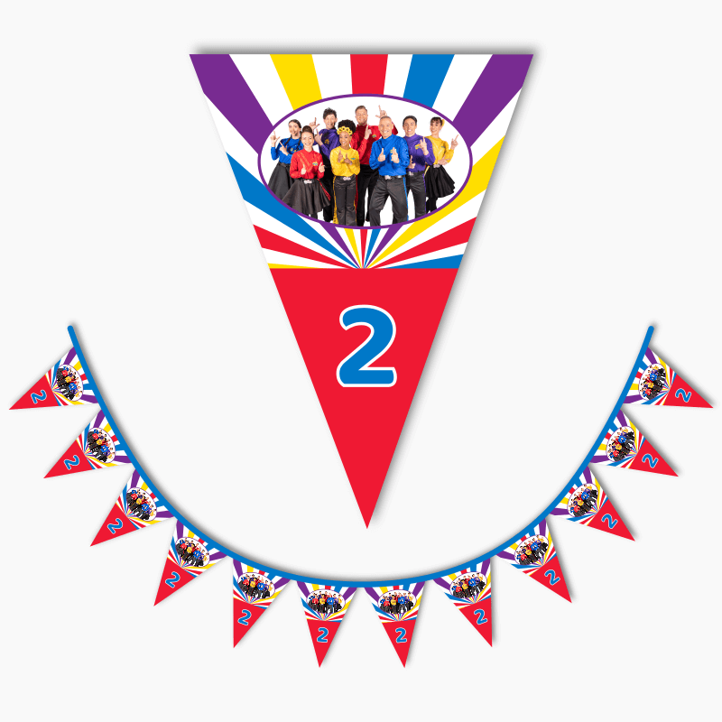 Personalised The Wiggles Birthday Party Flag Bunting - Expanded