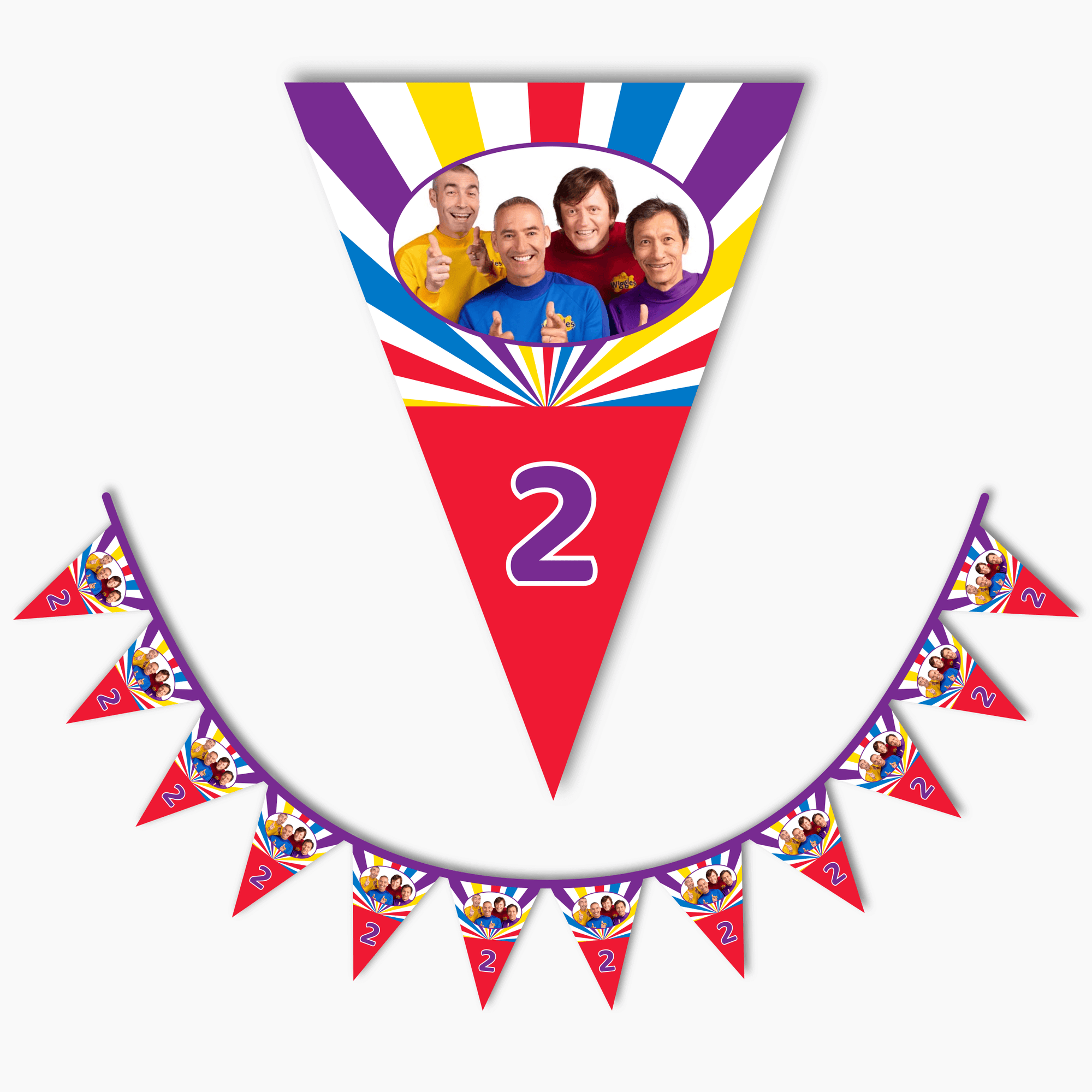 Personalised The Wiggles Birthday Party Flag Bunting - Cartoon
