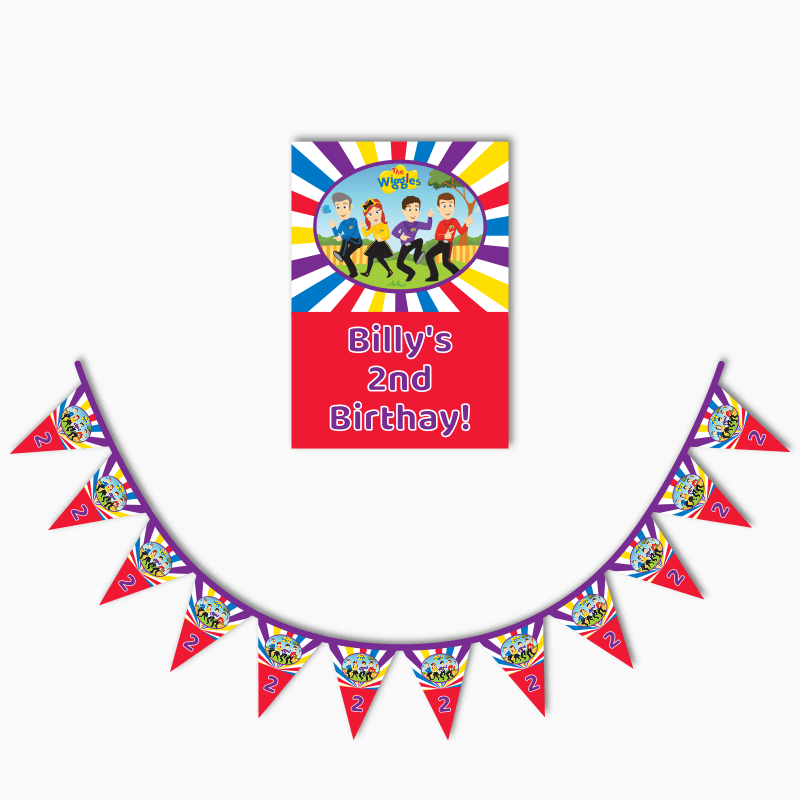 Personalised The Wiggles Birthday Party Poster &amp; Flag Bunting Combo
