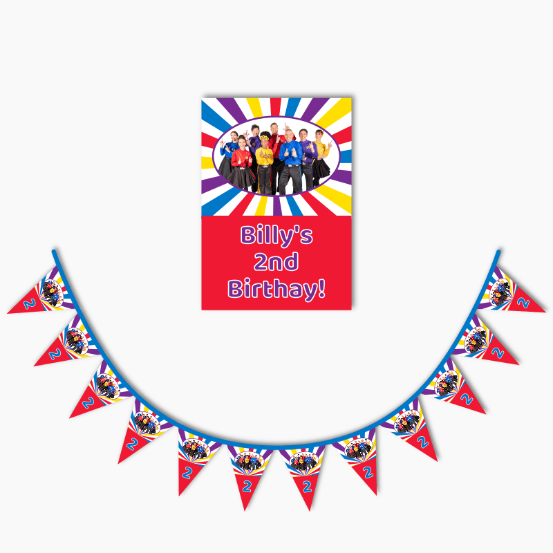 Personalised The Wiggles Birthday Party Poster &amp; Flag Bunting Combo