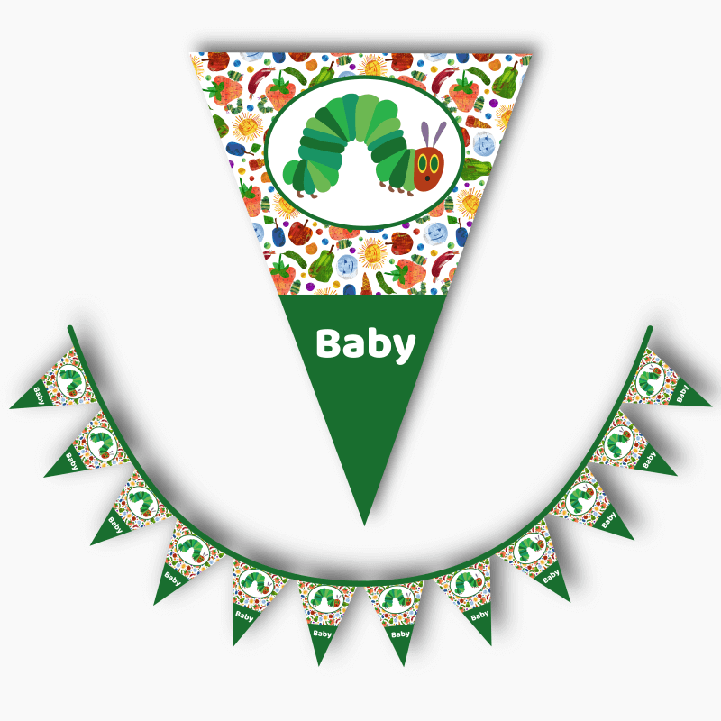 Personalised Very Hungry Caterpillar Baby Shower Flag Bunting