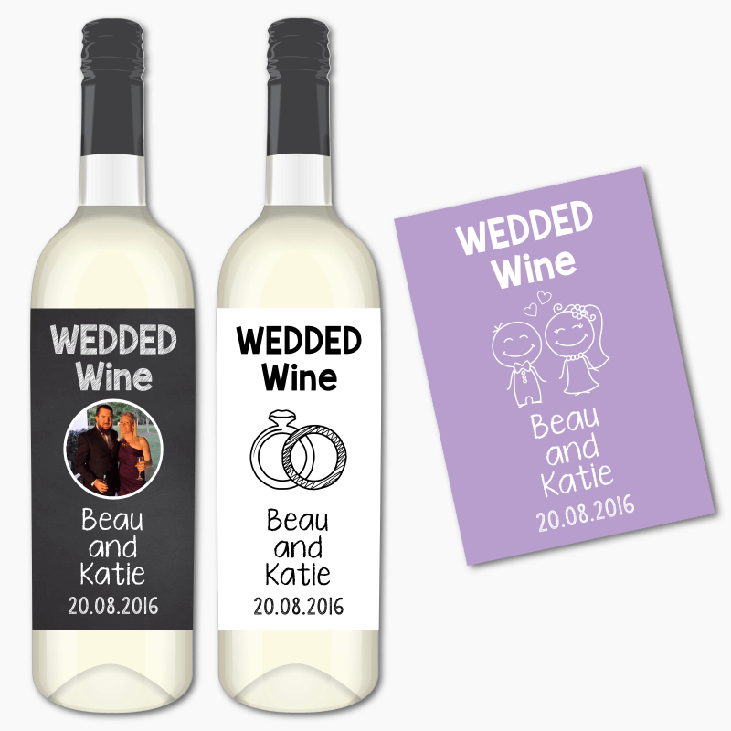 Wedded Wine Wedding Wine Labels with Photo