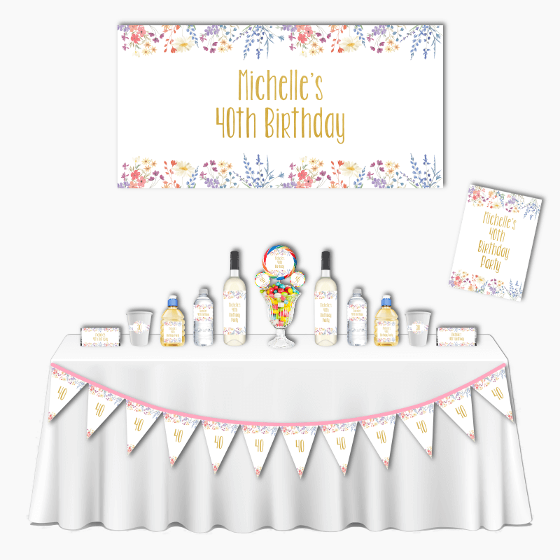 Personalised Wildflowers Deluxe Birthday Party Decorations Pack