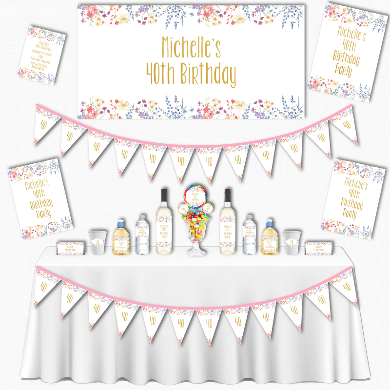 Personalised Wildflowers Grand Birthday Party Decorations Pack