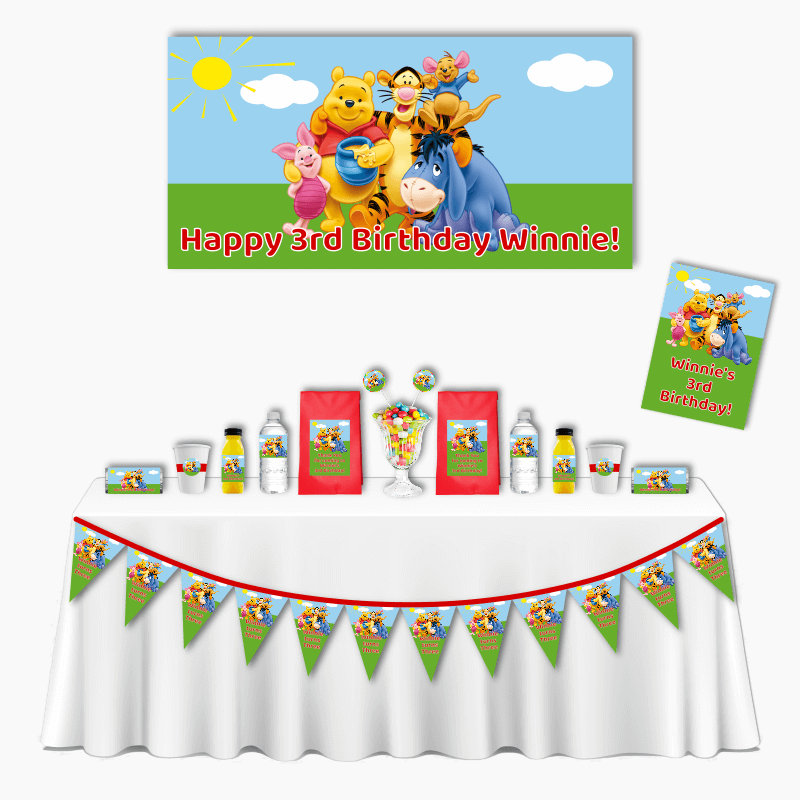 Personalised Winnie the Pooh & Friends Deluxe Birthday Party Pack
