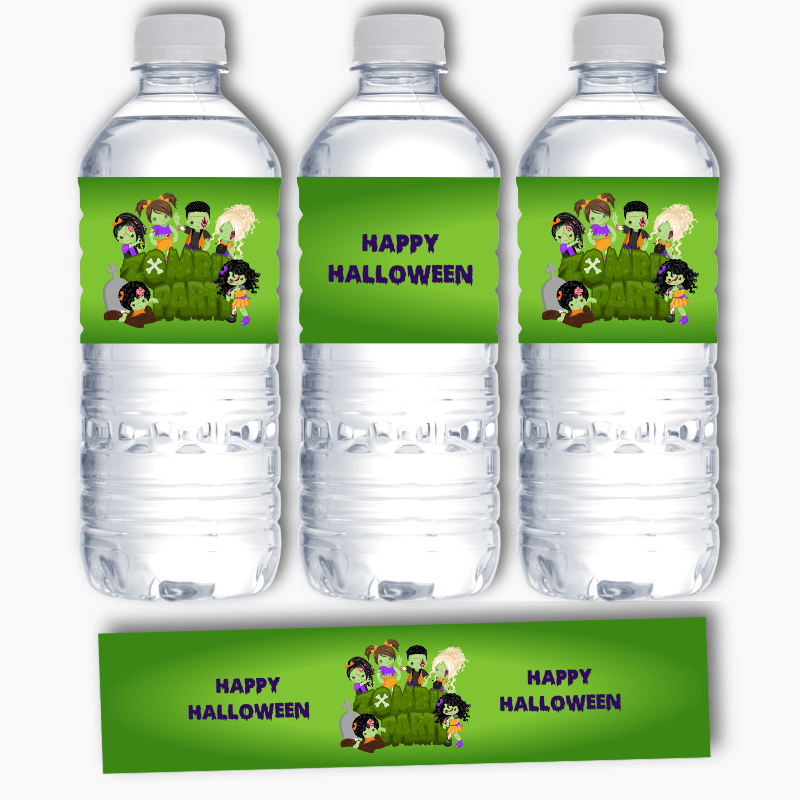 Personalised Zombie Halloween Party Water Bottle Labels