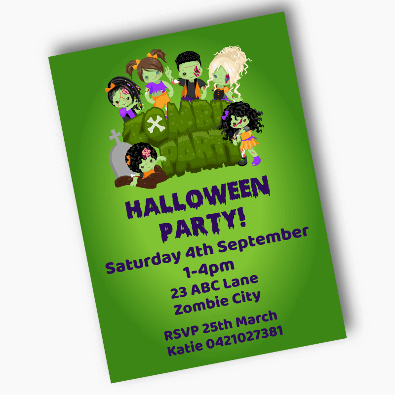 Personalised Zombie Halloween Party Invites
