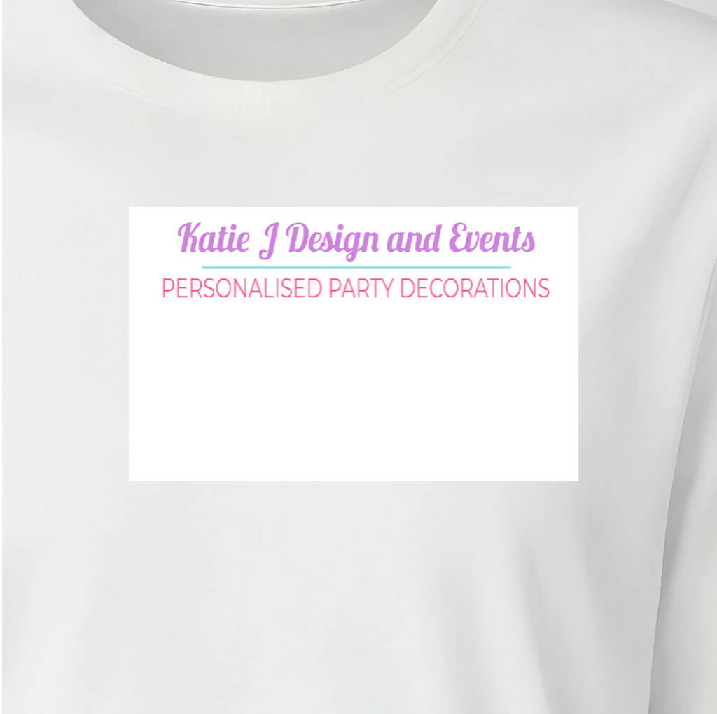Custom event name tag label with a business logo and space for a handwritten attendee name.