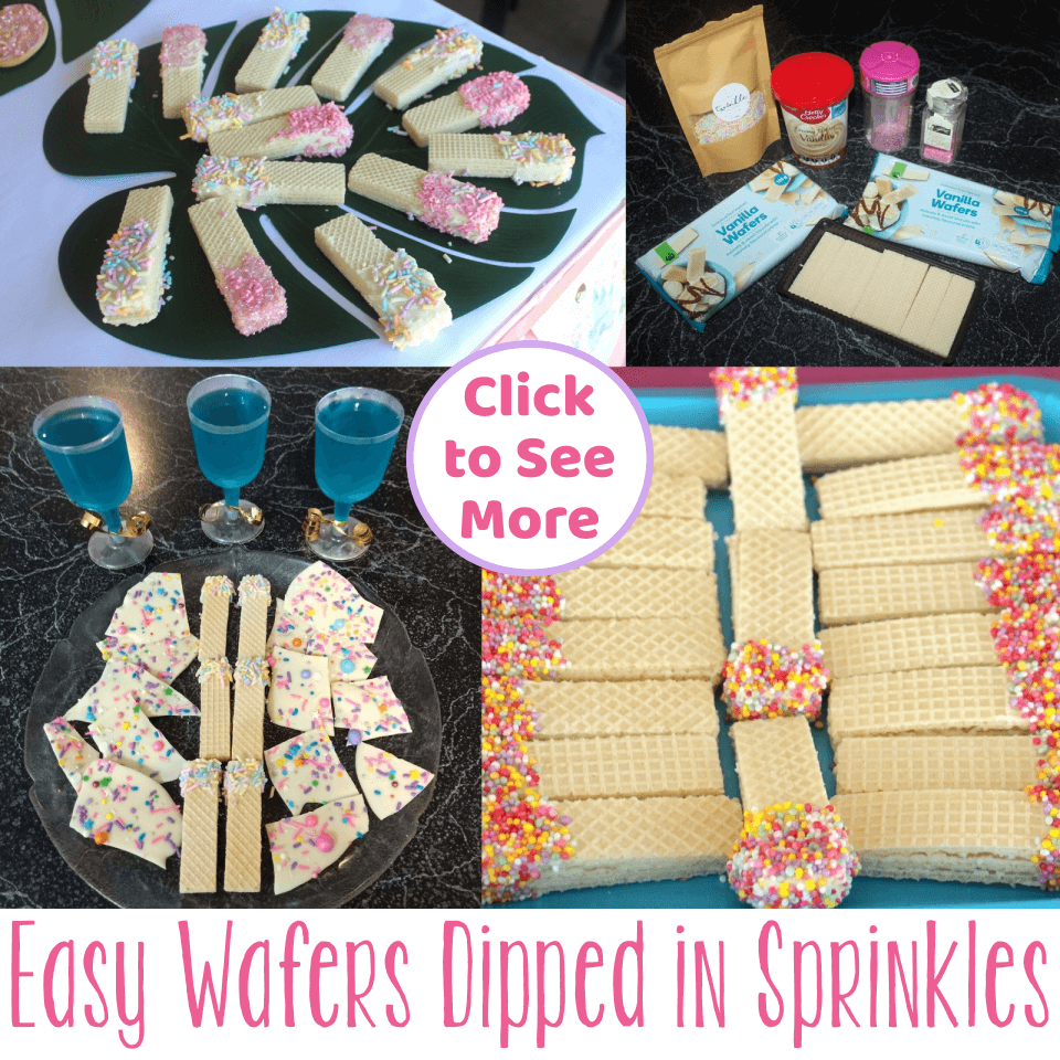 Easy Kids Party Treat Wafers Dipped in Sprinkles