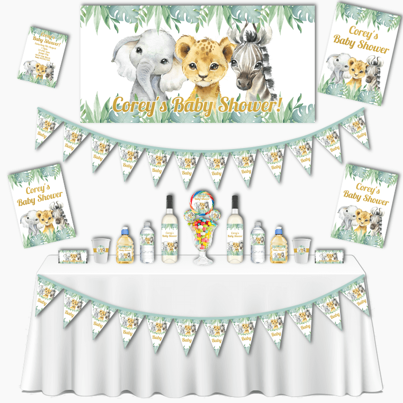 Personalised African Animals Baby Shower Decorations