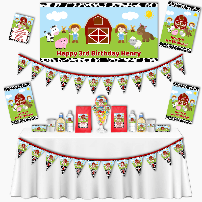 Personalised Cowprint Barnyard Animals Party Decorations