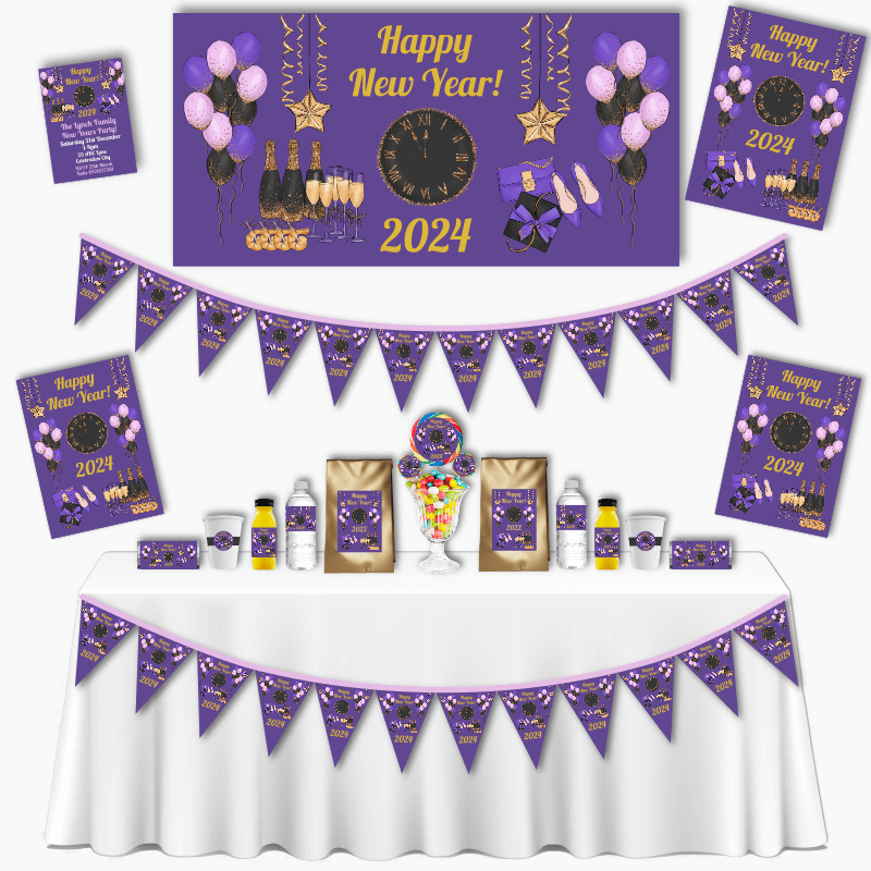 Purple, Black & Gold New Years Party Decorations
