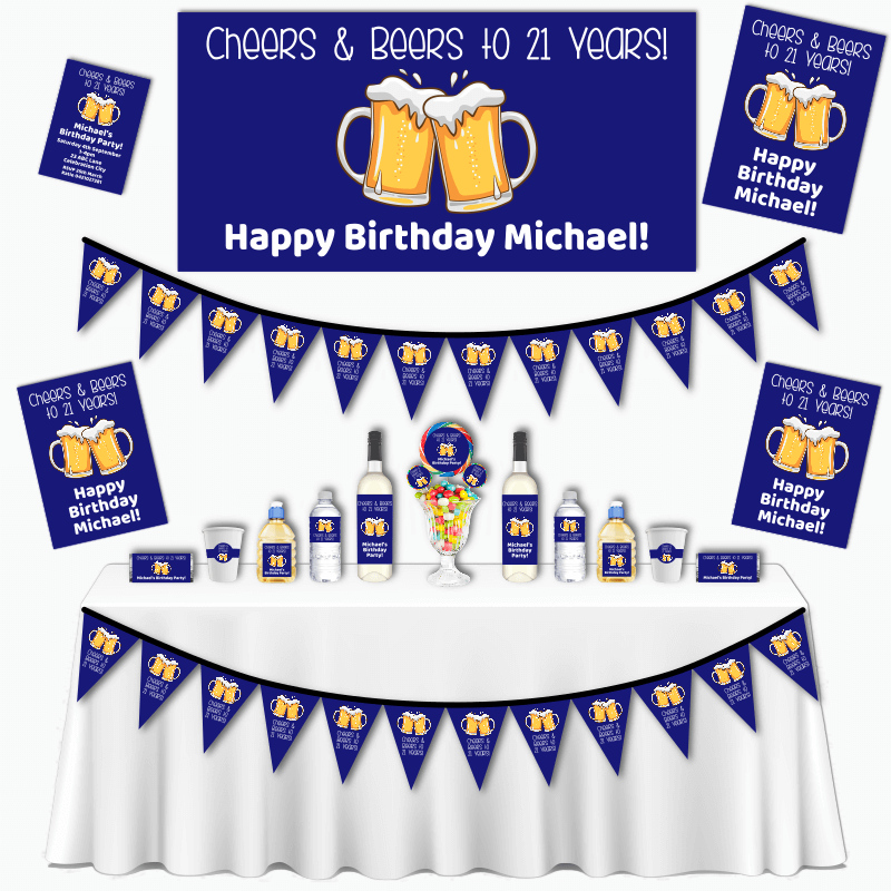 Personalised Cheers & Beers Birthday Party Decorations