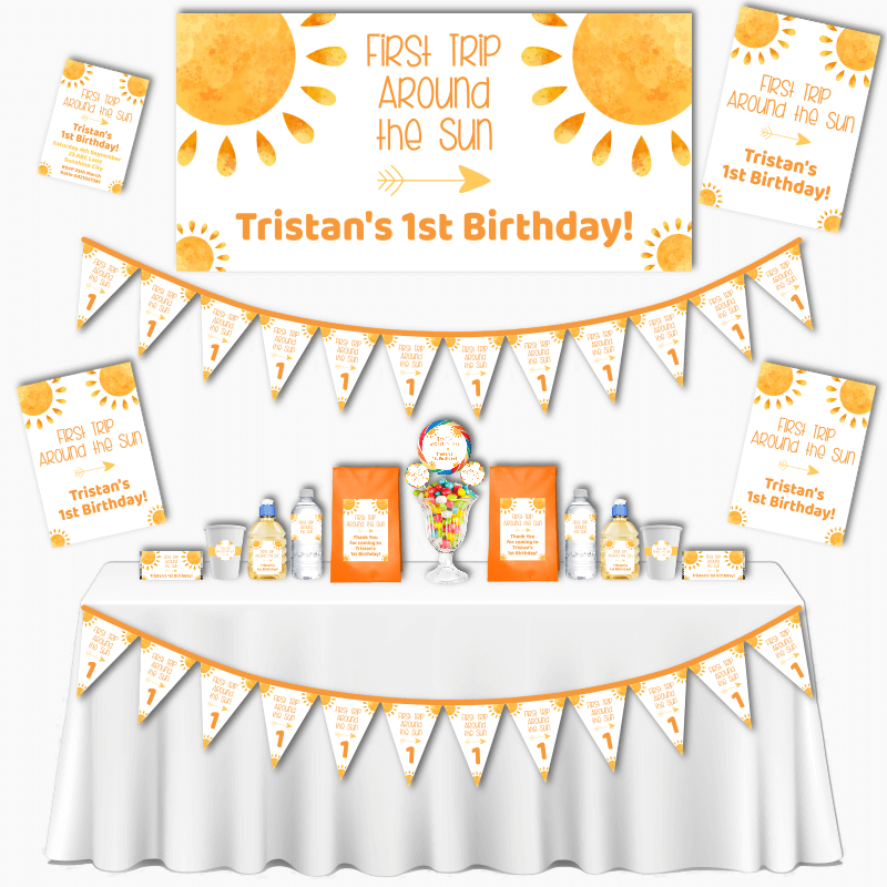 Personalised Boho First Trip Around the Sun Birthday Party Decorations