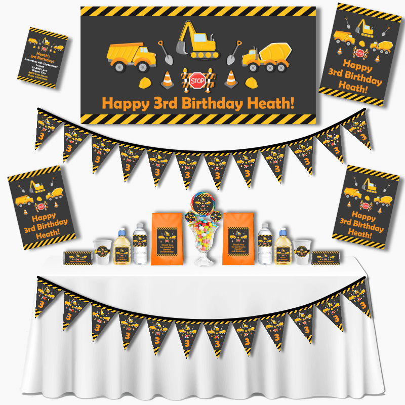 Personalised Construction Birthday Party Decorations