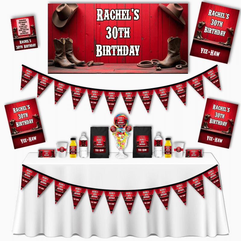 Personalised Red Western Party Decorations
