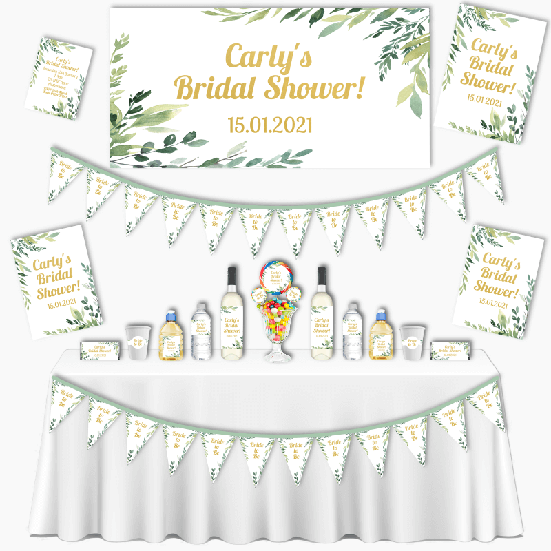 Personalised Eucalyptus Leaves Bridal Shower Decorations