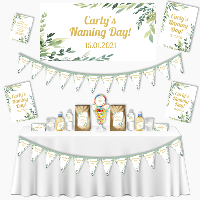 Personalised Eucalyptus Leaves Naming Day Decorations