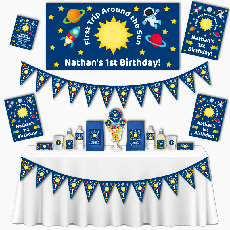 Personalised First Trip Around the Sun Birthday Party Decorations