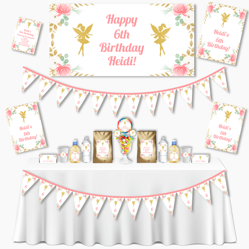Personalised Floral Fairy Birthday Party Decorations