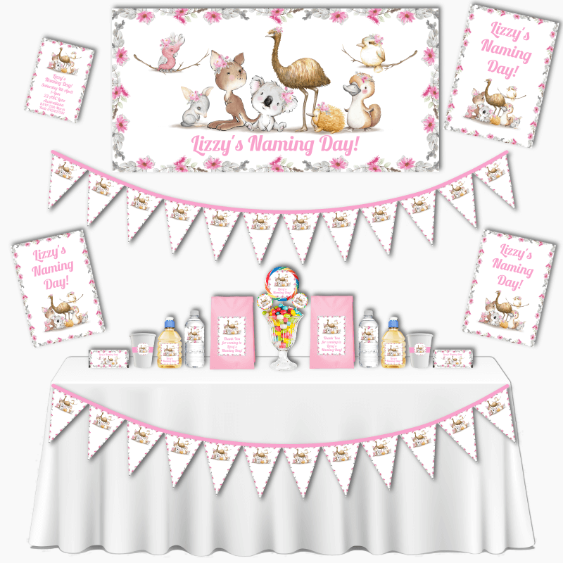 Personalised Floral Australian Animals Naming Day Decorations
