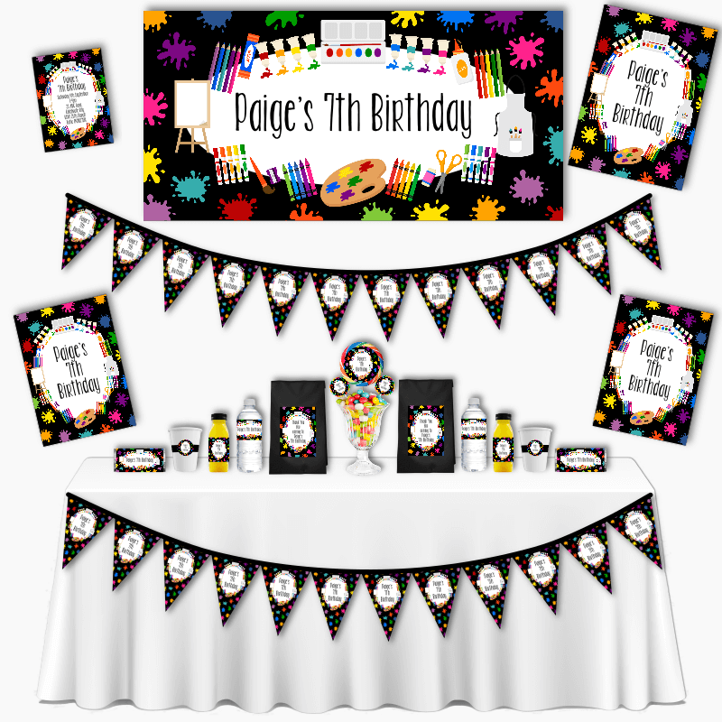 Personalised Art Birthday Party Decorations