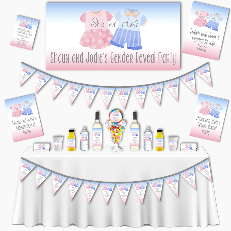 Personalised Baby Outfits Gender Reveal Party Decorations