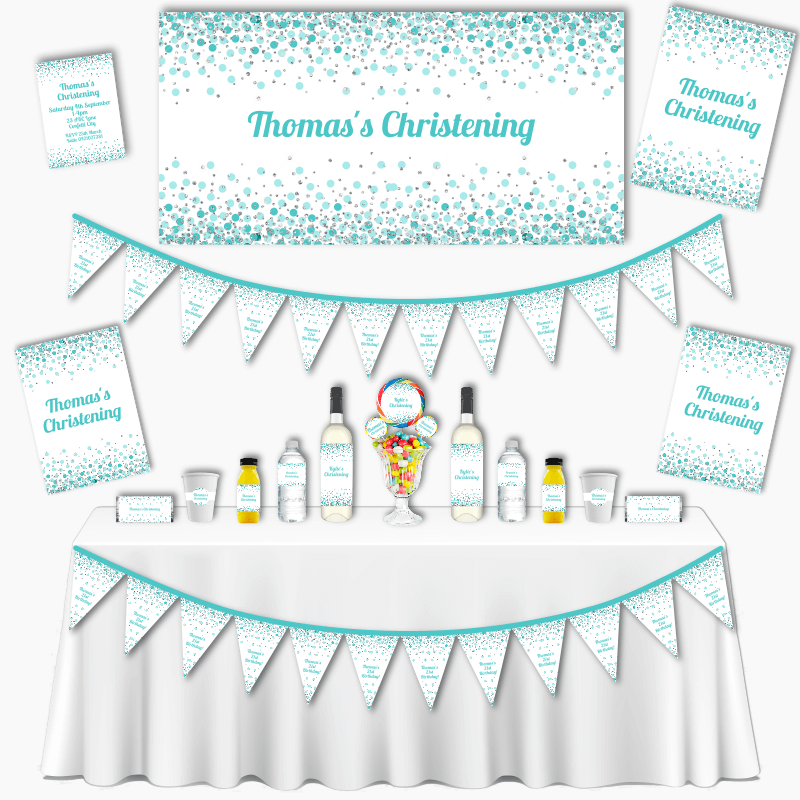 Personalised Green Confetti Christening & Baptism Decorations