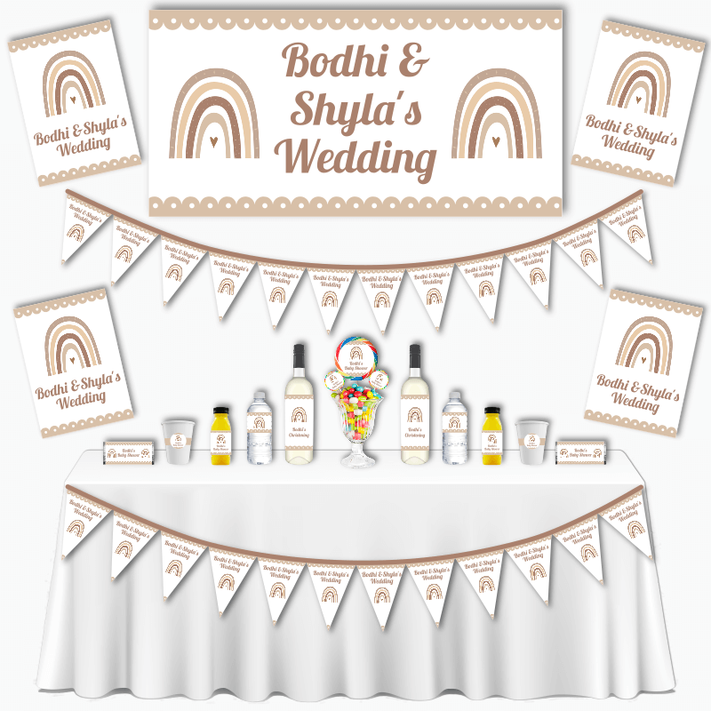 Personalised Neutral Boho Rainbow Wedding Decorations