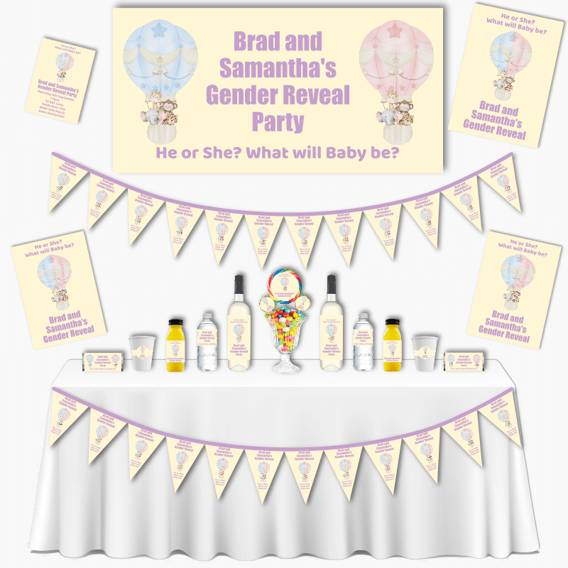 Personalised Safari Animals Gender Reveal Party Decorations