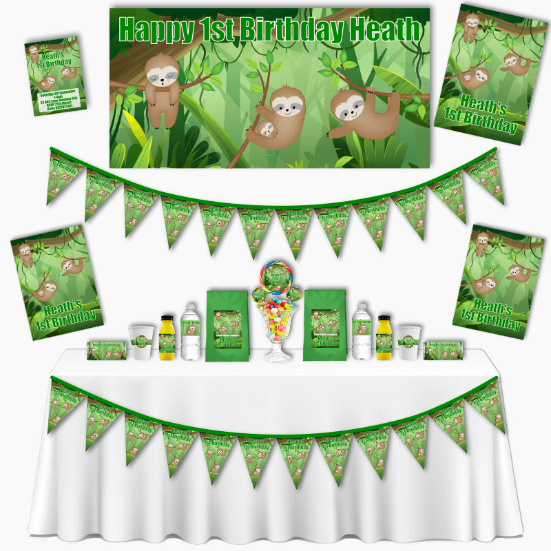 Personalised Sloth Party Decorations