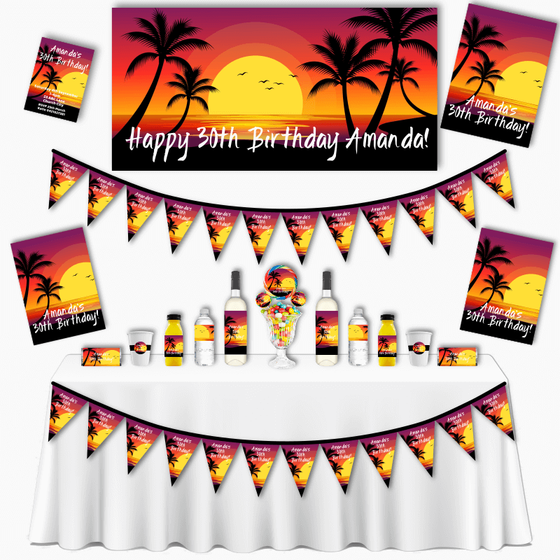 Personalised Hawaiian Sunset Party Decorations