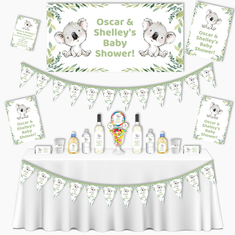Personalised Koala Bear Baby Shower Decorations