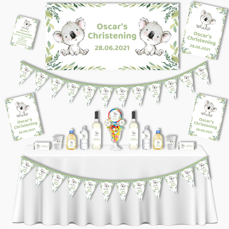 Personalised Koala Bear Christening & Baptism Decorations