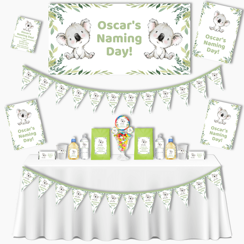 Personalised Koala Bear Naming Day Decorations
