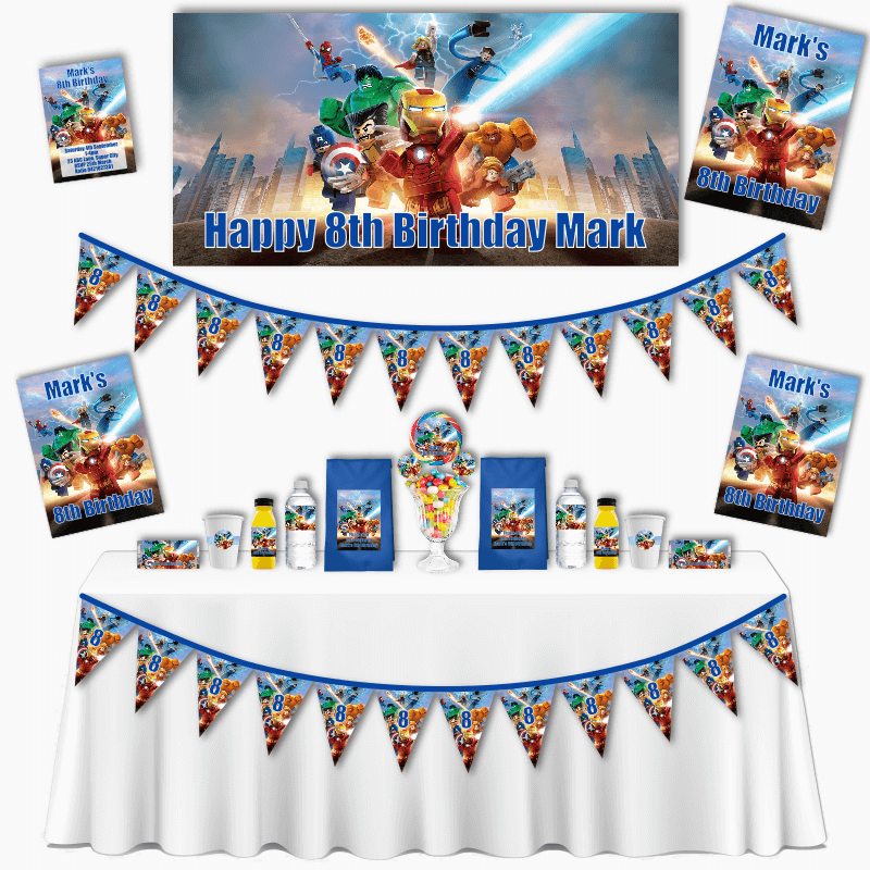 Personalised Lego Superheroes Birthday Party Decorations