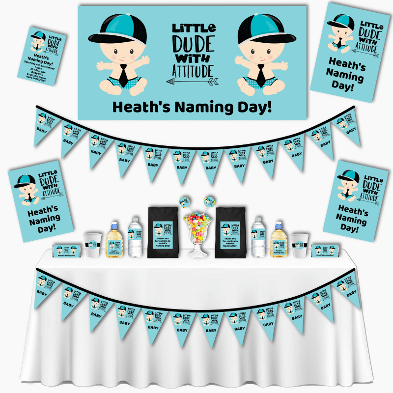 Personalised Little Dude with Attitude Naming Day Decorations
