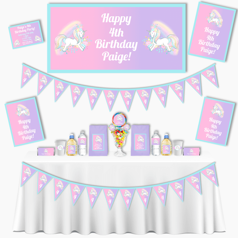 Personalised Magical Unicorn Birthday Party Decorations