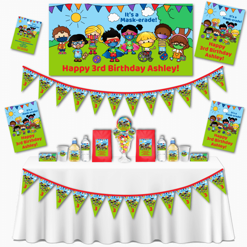 Personalised Kids Mask-erade Party Decorations