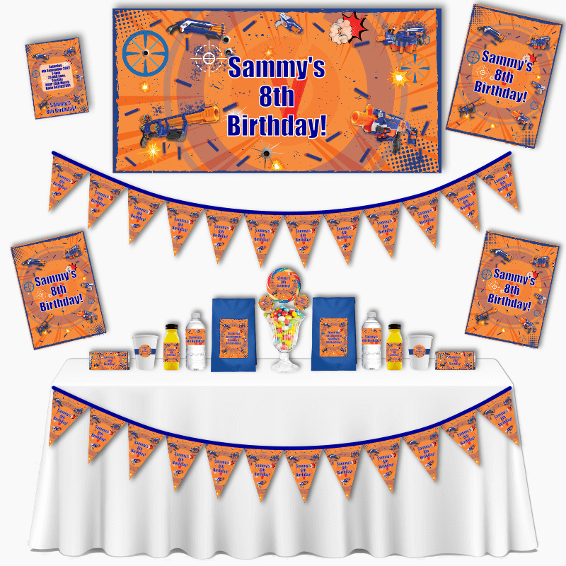 Personalised Nerf Toy Gun Birthday Party Decorations